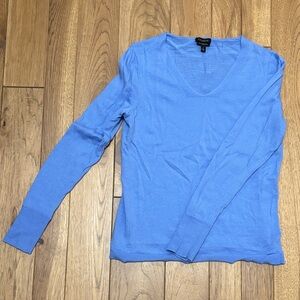 Talbots Light Blue Merino Wool Long Sleeve V-Neck Sweater
